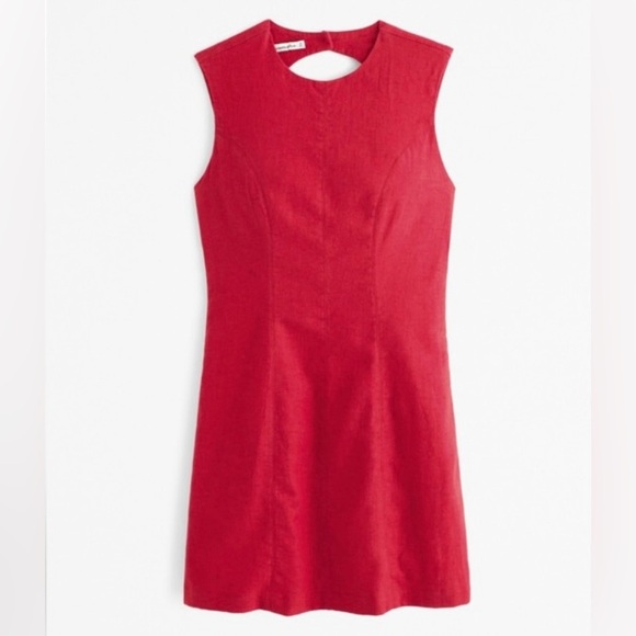 Abercrombie & Fitch Dresses & Skirts - Abercrombie & Fitch Red Linen-Blend Shell Mini Dress w/ Open Back